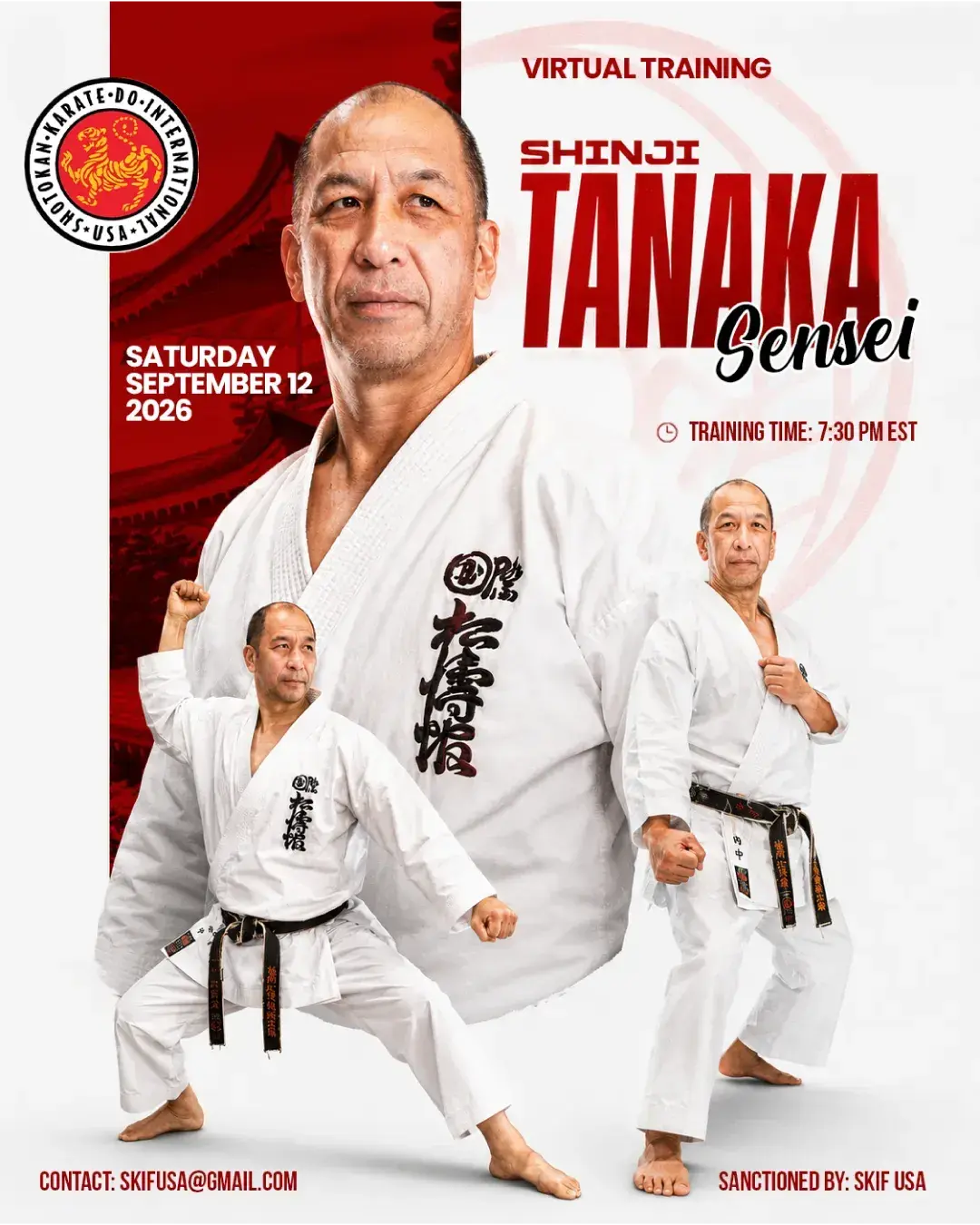 Virtual Training on September 12, 2026 with Shinji Tanaka Sensei